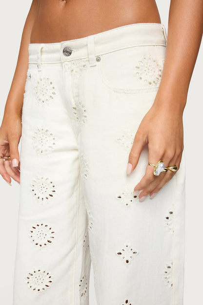 Eyelet Low Rise Baggy Jeans