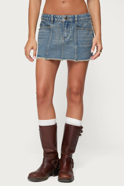 Keiko Studded Denim Mini Skirt