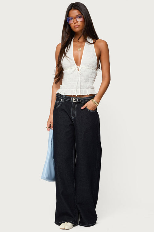 Karah Belt Low Rise Baggy Jeans