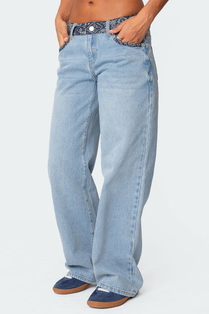 Bandana Bliss Low Rise Baggy Jeans