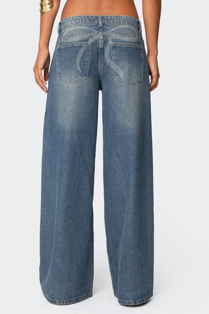 Vyxen Vintage Washed Low Rise Baggy Jeans