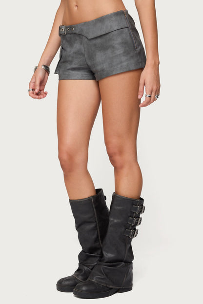 Houston Faux Leather Cargo Shorts