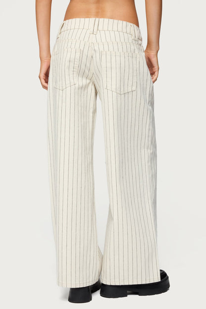 Petite Cory Striped Low Rise Baggy Jeans