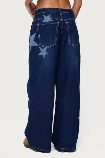 Trish Stars Low Rise Baggy Jeans