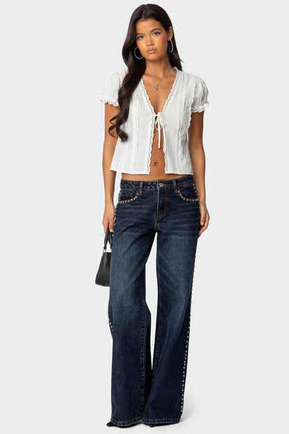 Stassie Studded Low Rise Baggy Jeans