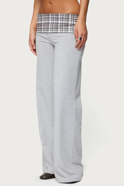 Kimmy Plaid Foldover Waist Pants