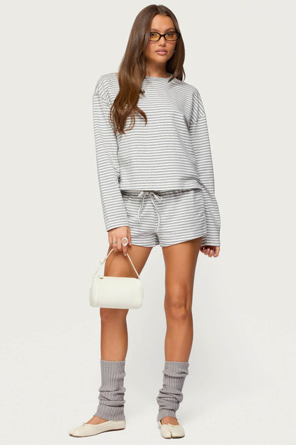 Jainee Striped Drawstring Shorts