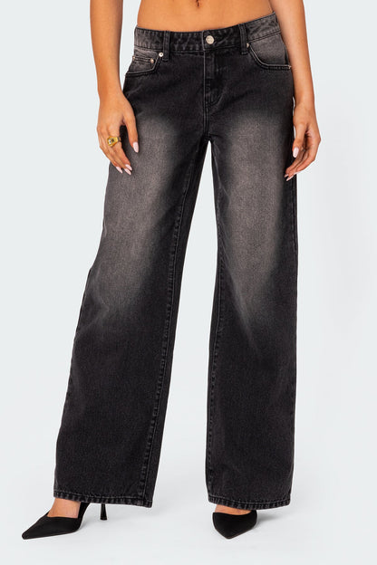 Magda Acid Wash Low Rise Baggy Jeans