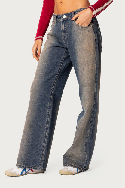 Raelynn Washed Low Rise Baggy Jeans