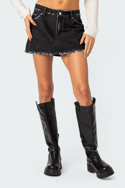 Scarlett Washed Denim Mini Skirt