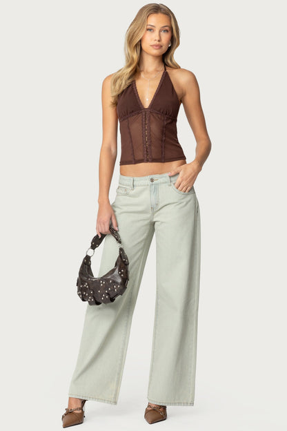 Raelynn Washed Low Rise Baggy Jeans