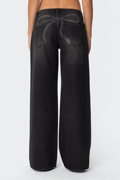 Vyxen Vintage Washed Low Rise Baggy Jeans