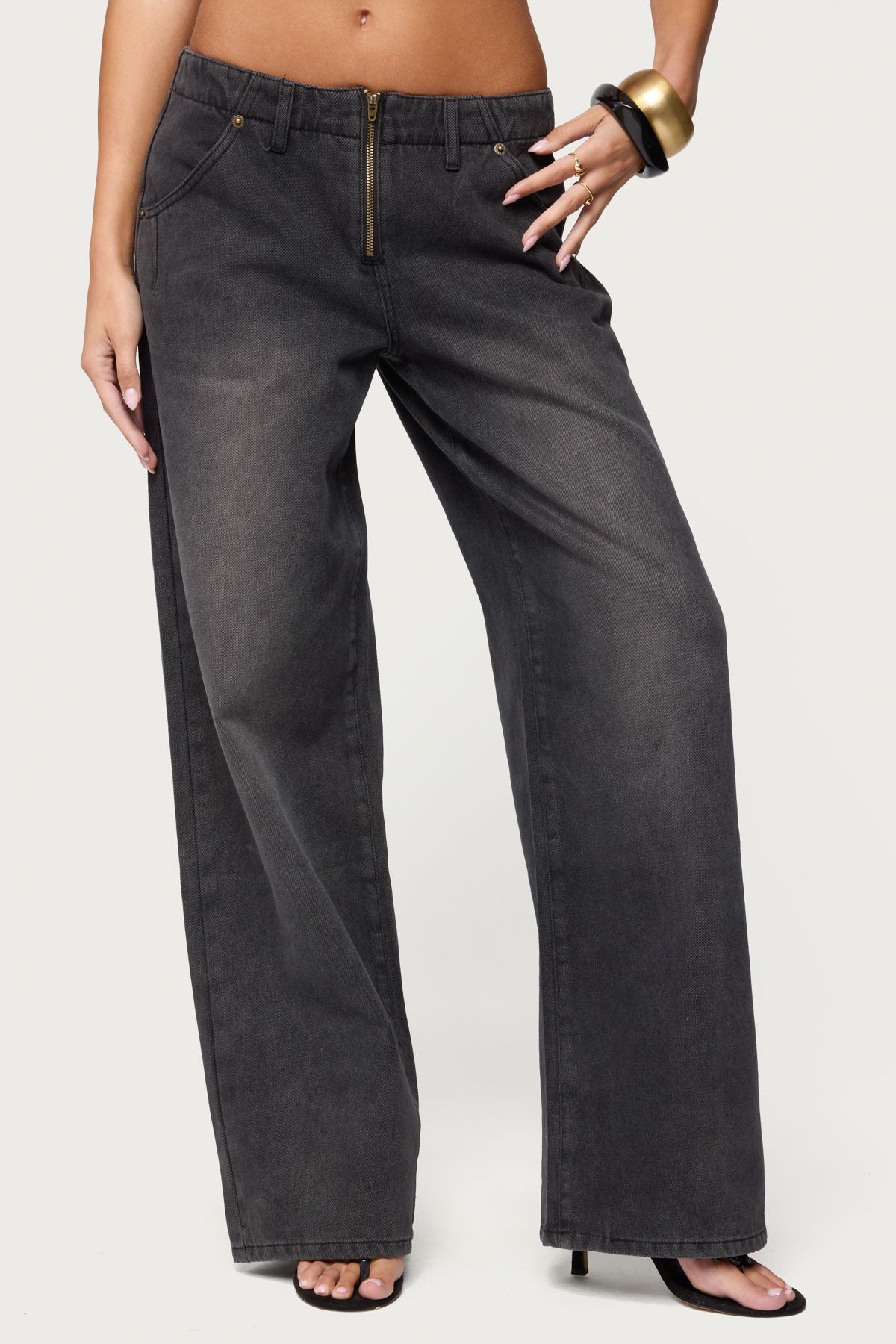 Aliyah Zip Low Rise Baggy Jeans