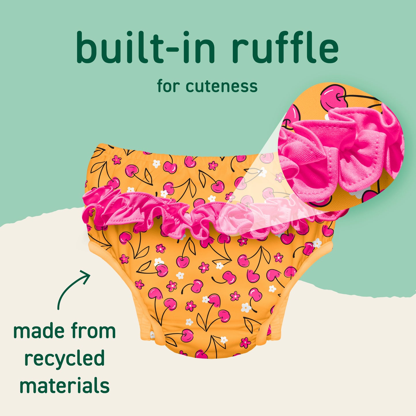 Eco Ruffle Snap Swim Diaper - Swim Safety