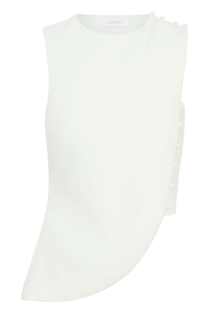 Astrid Asymmetric Sleeveless Suiting Top White