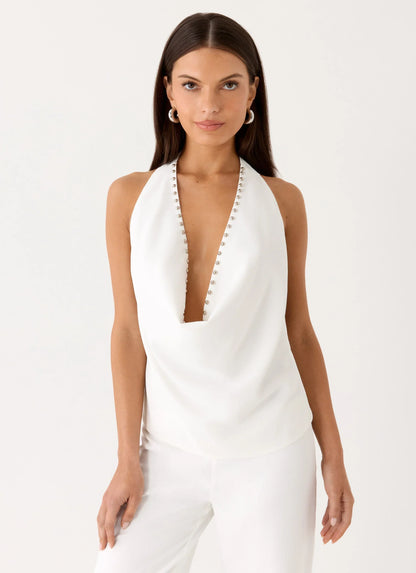 Ashika Studded Top White