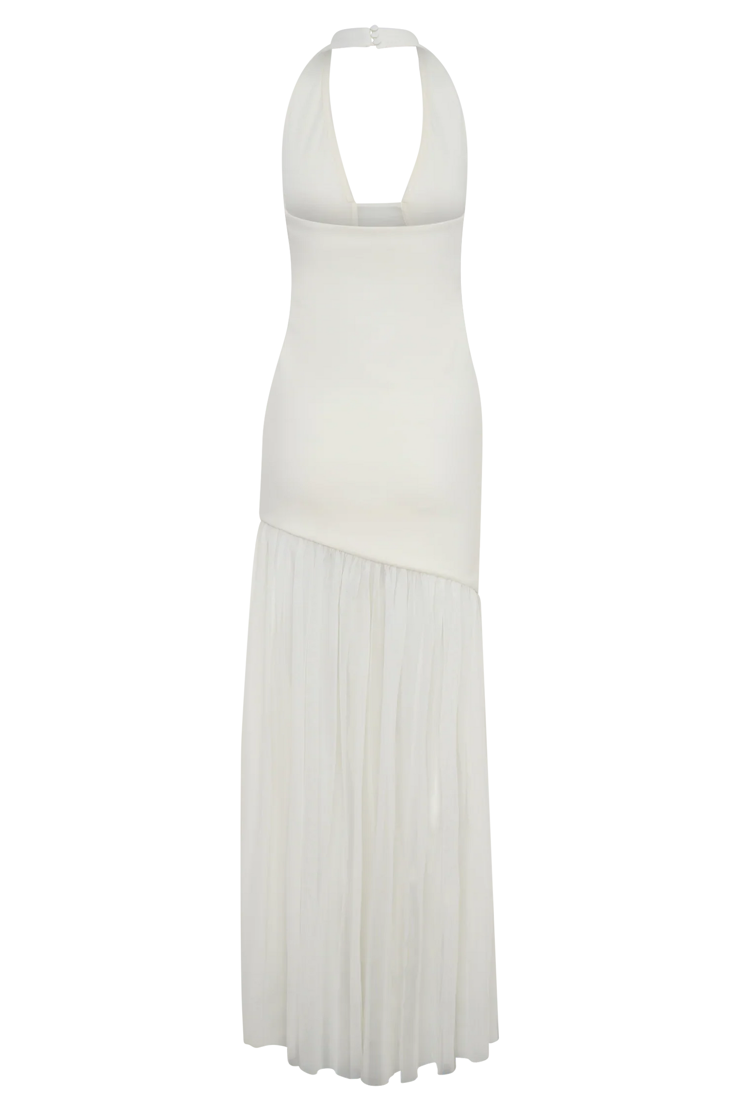 Aubree Crepe And Mesh Maxi Dress Ivory