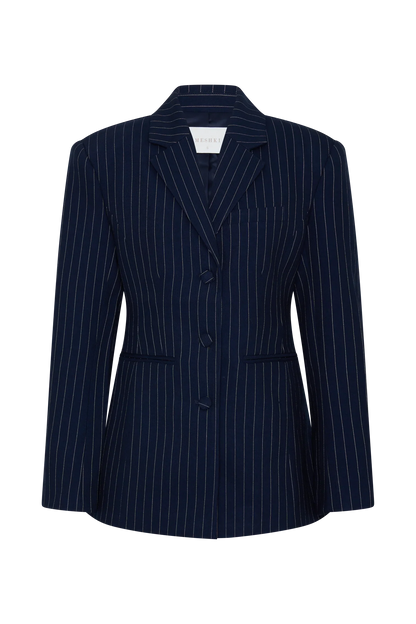 Bellamy Cinched Blazer Navy Pinstripe