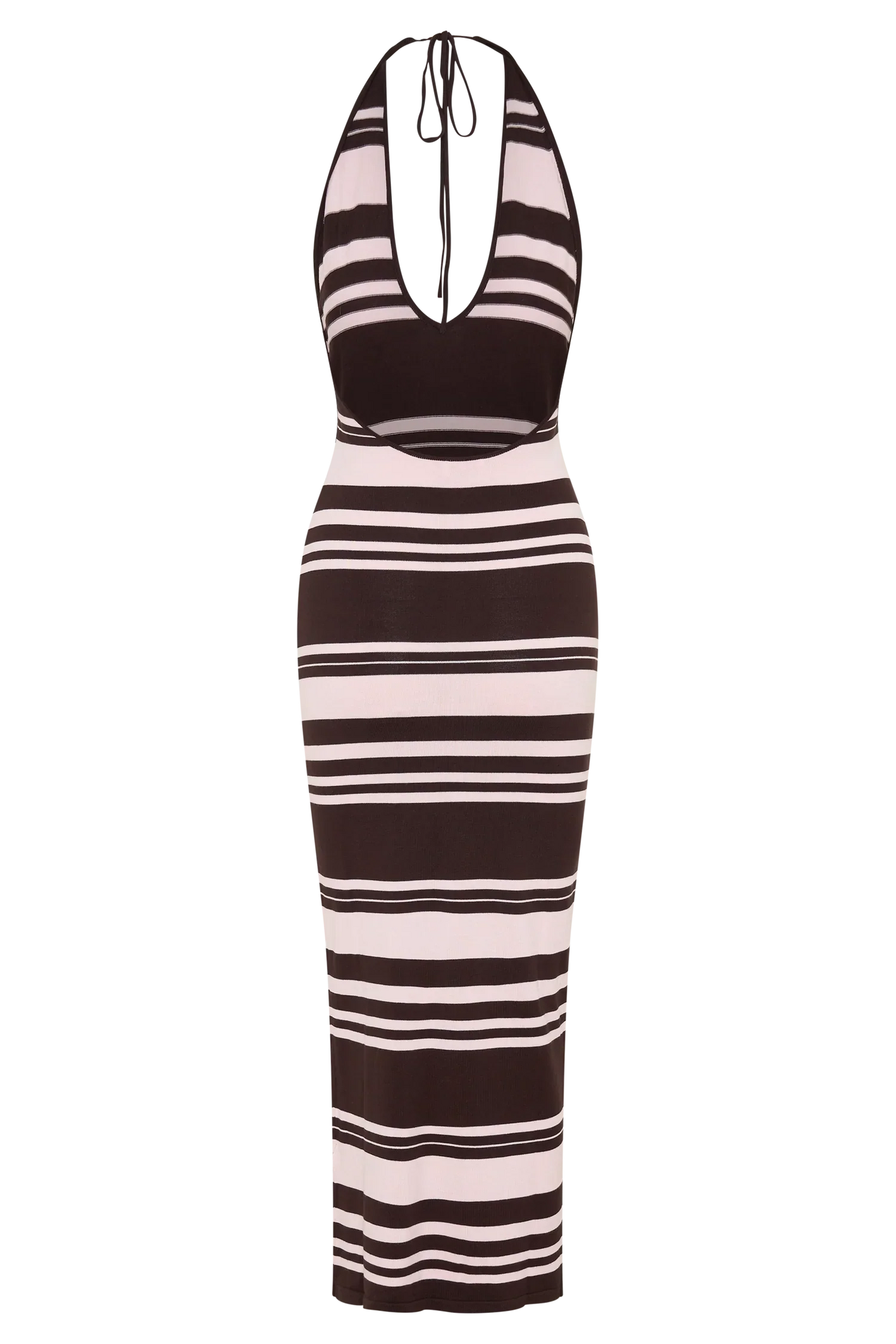 Brienne Stripe Midi Dress Pink Chocolate