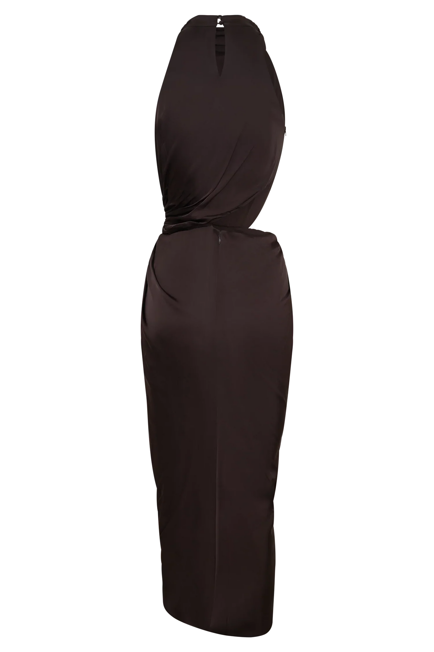 Aveline Draped Halter Midi Dress Dark Chocolate