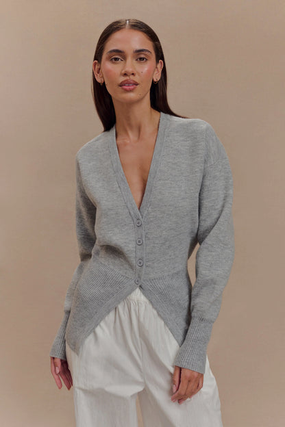 Alexia Buttoned Oversized Cardigan Grey Marle