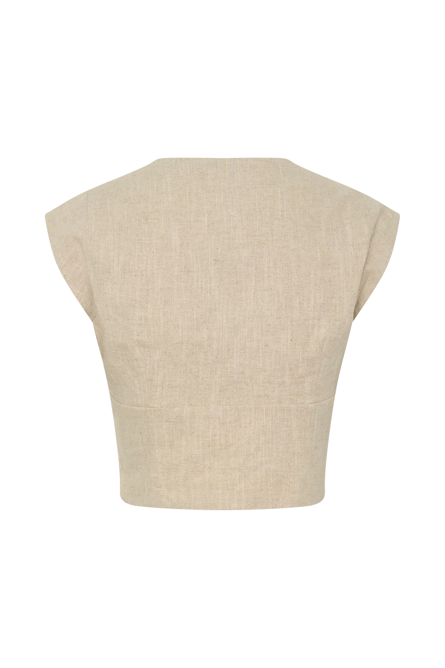 Anahita Linen Front Bows Short Sleeve Top Natural