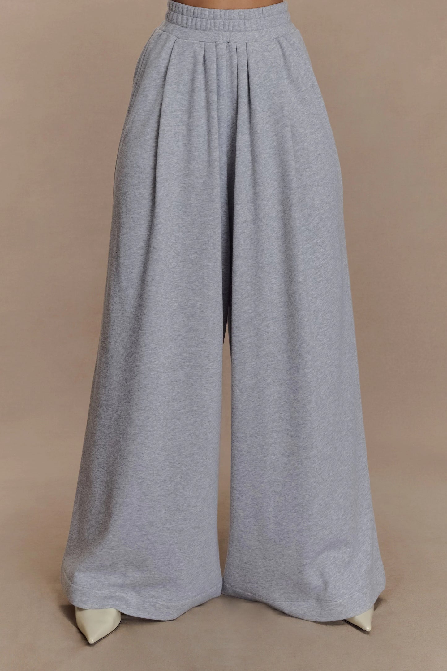 Aspen Gathered Wide Leg Jogger Light Grey Marle