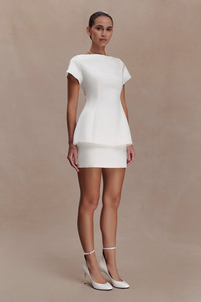 Adeline Satin Mini Skirt White
