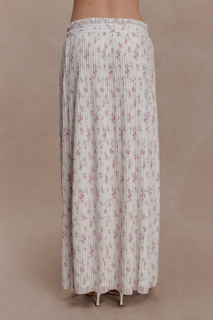Amaris Gathered Plisse Maxi Skirt Floral Ditsy Print
