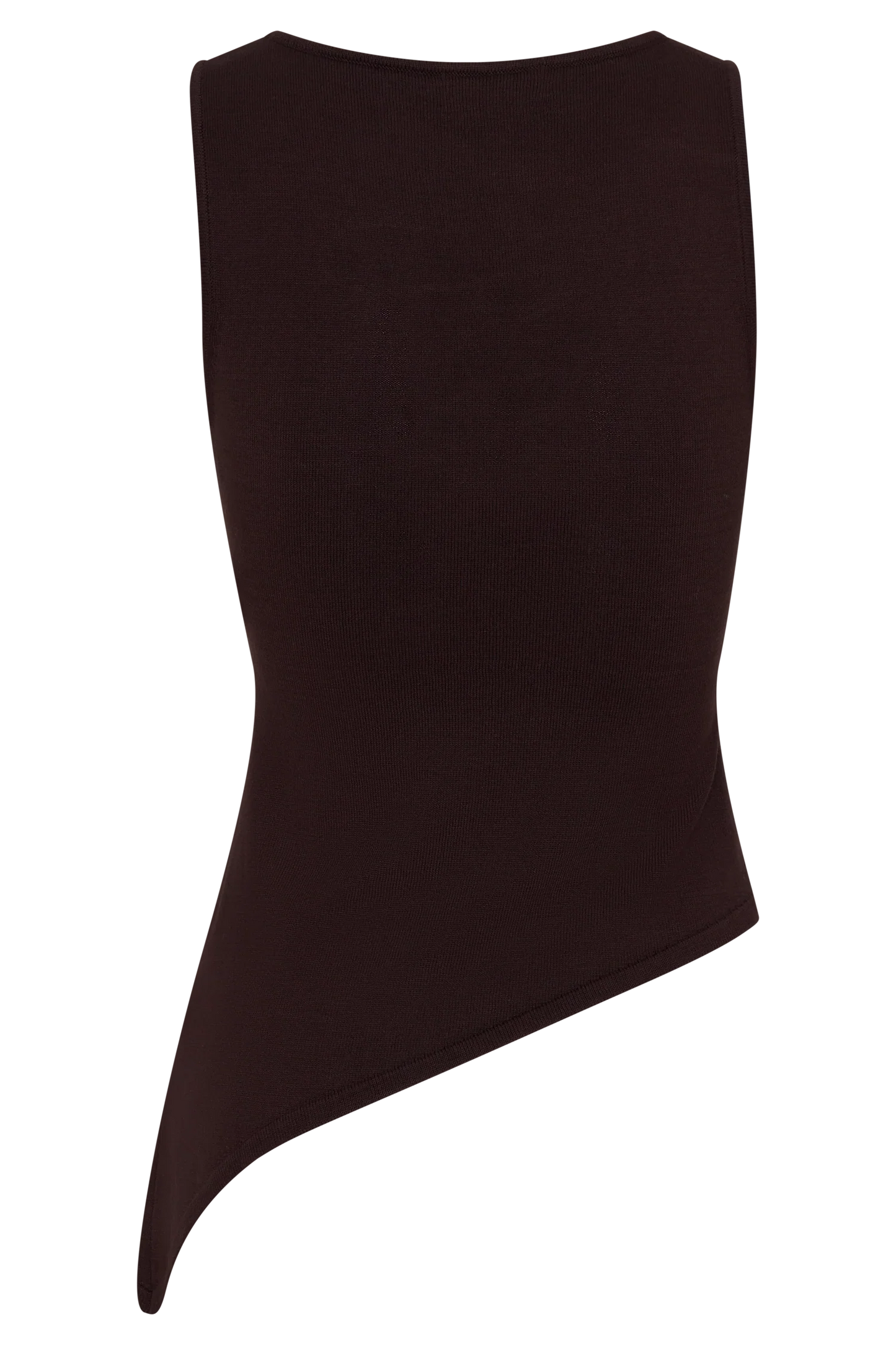 Brock Asymmetrical Neckline Knit Top Dark Chocolate