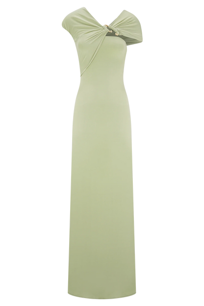 Ashford Asymmetrical Slinky Maxi Dress Sage