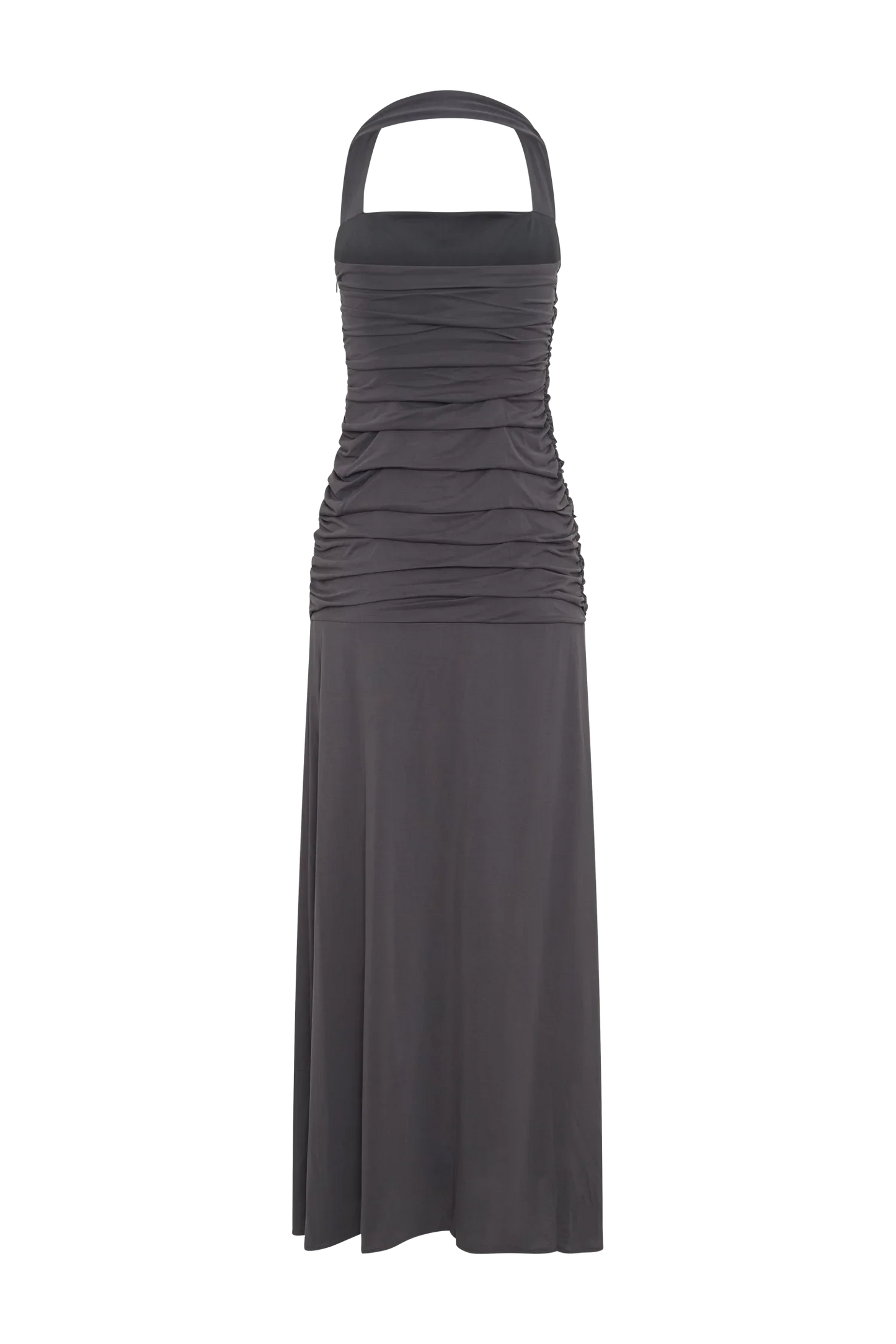 Bentley Peached Jersey Halter Maxi Dress Charcoal