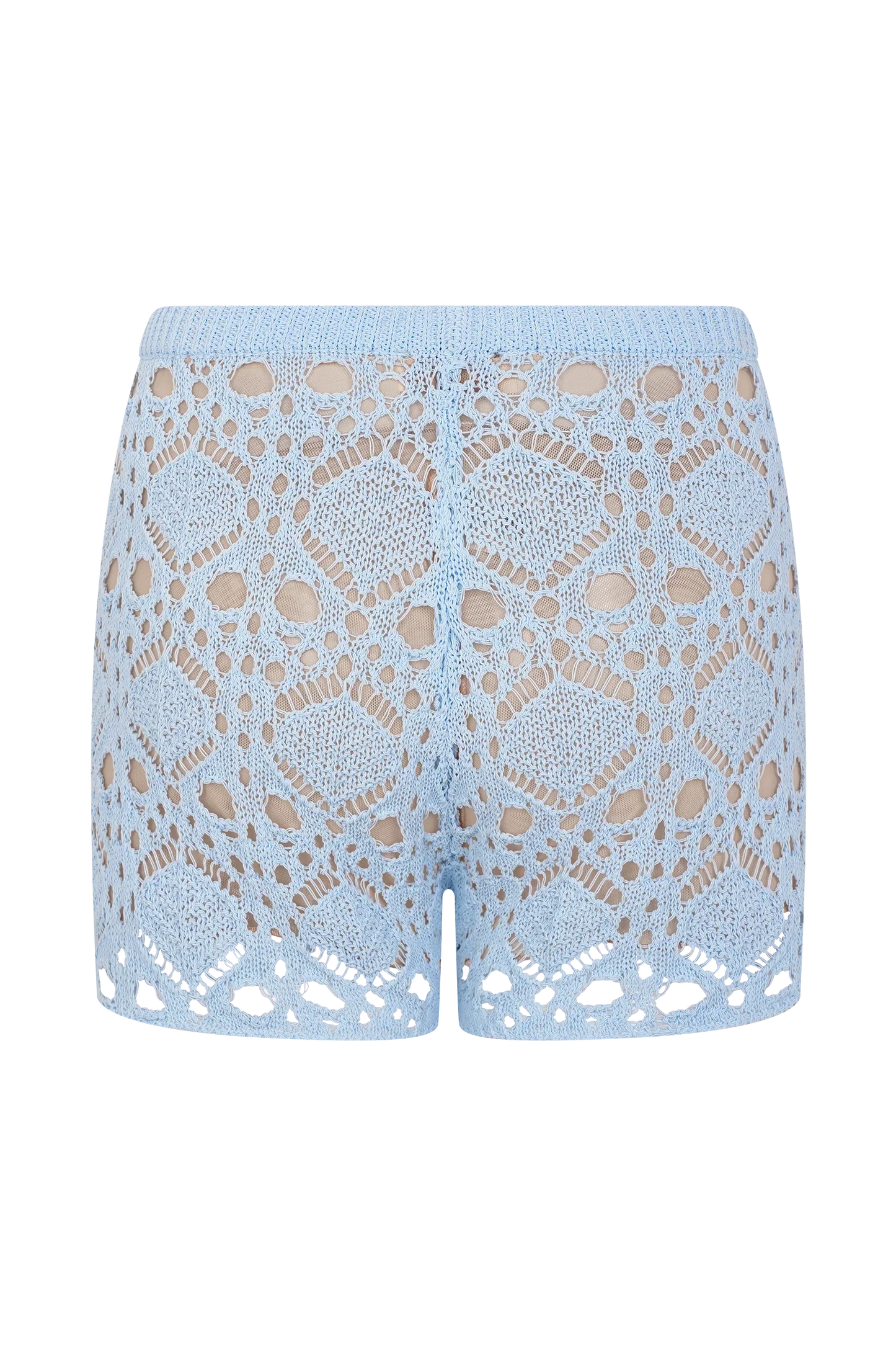 Aeline Crochet Knit Shorts Sky Blue