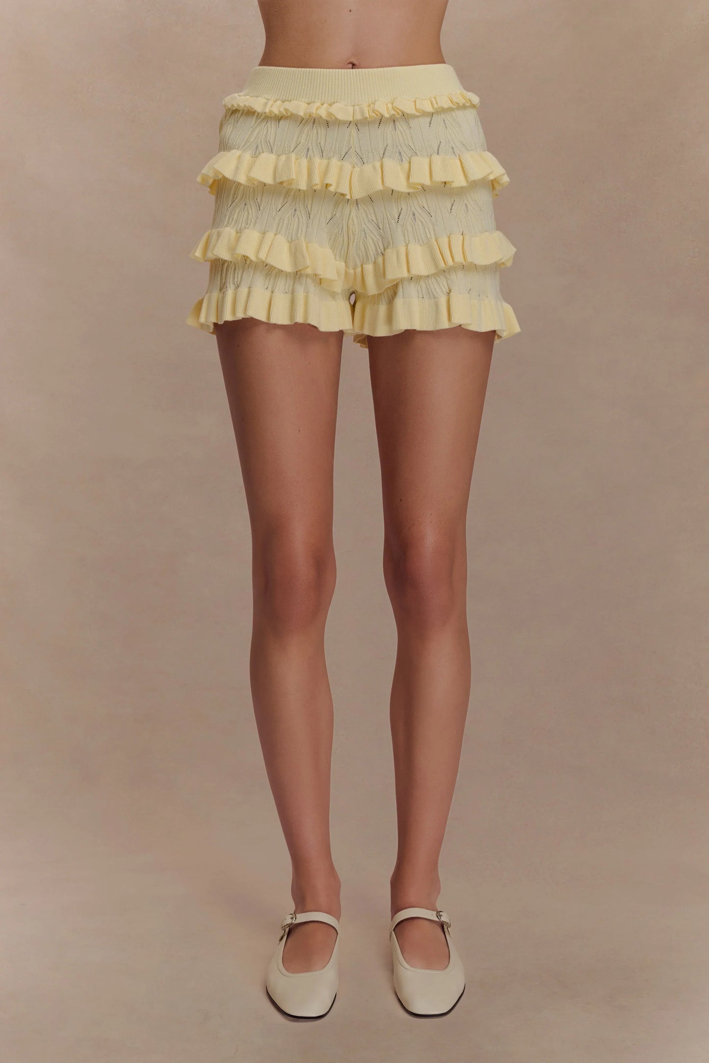 Amy Pointelle Knit Frill Bloomers Lemon
