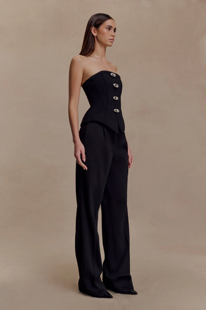 Arla Button Up Corset Top Black