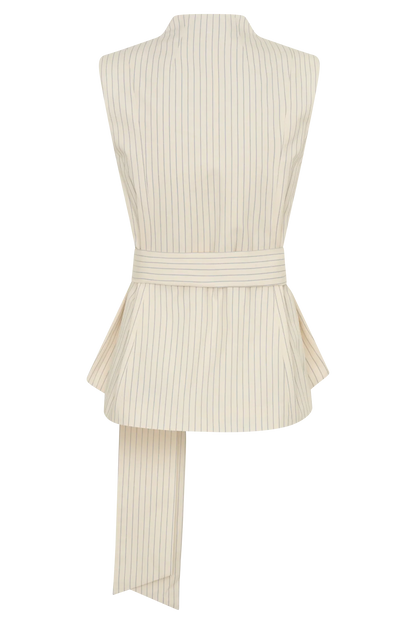 Alina Waist Tie Sleeveless Top Stripe