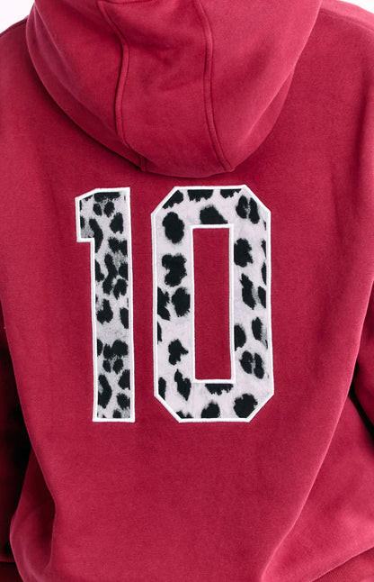 Beginning Burgundy Leopard Star Hoodie