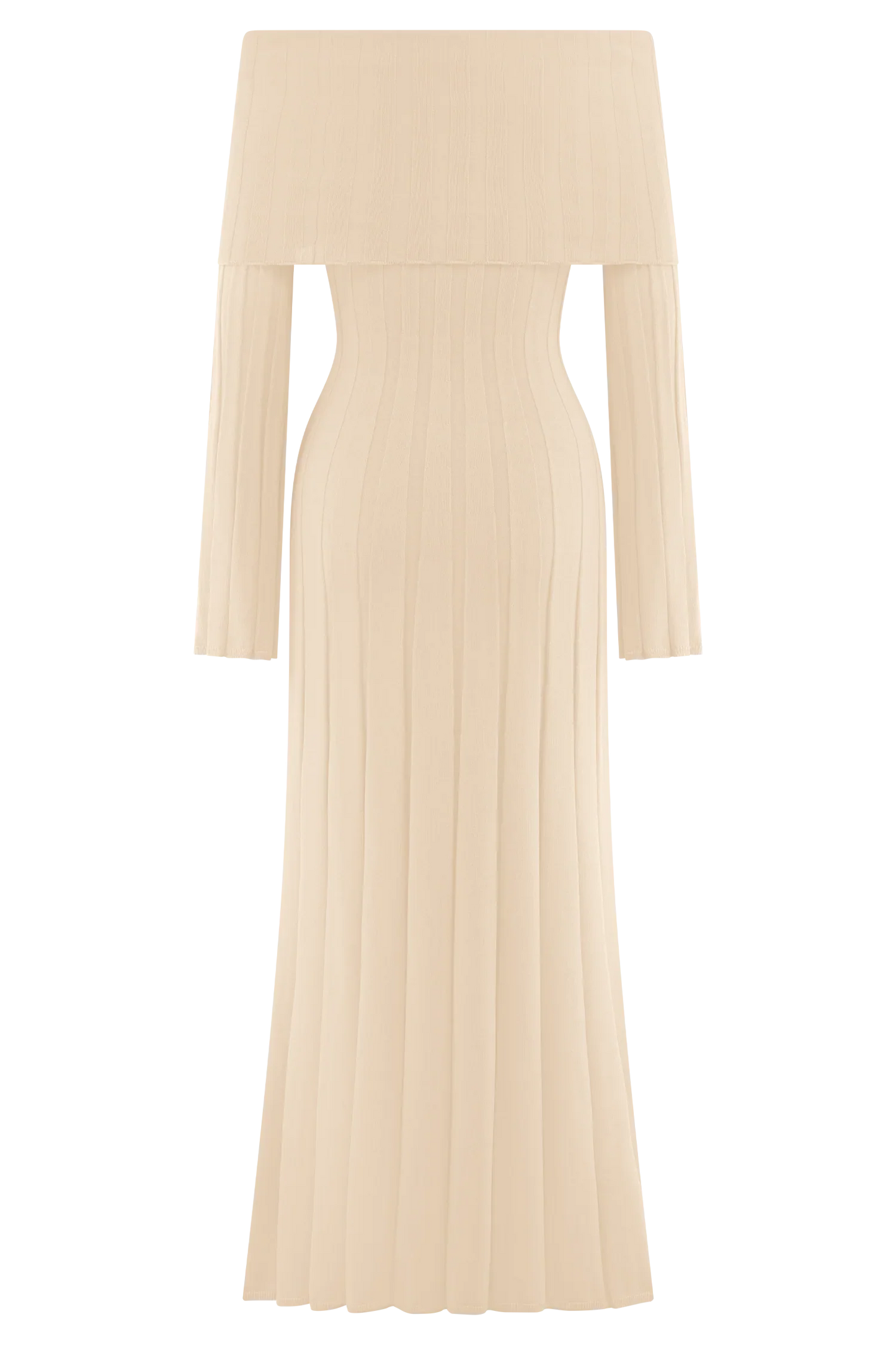Alonza Long Sleeve Knit Midi Dress Cream