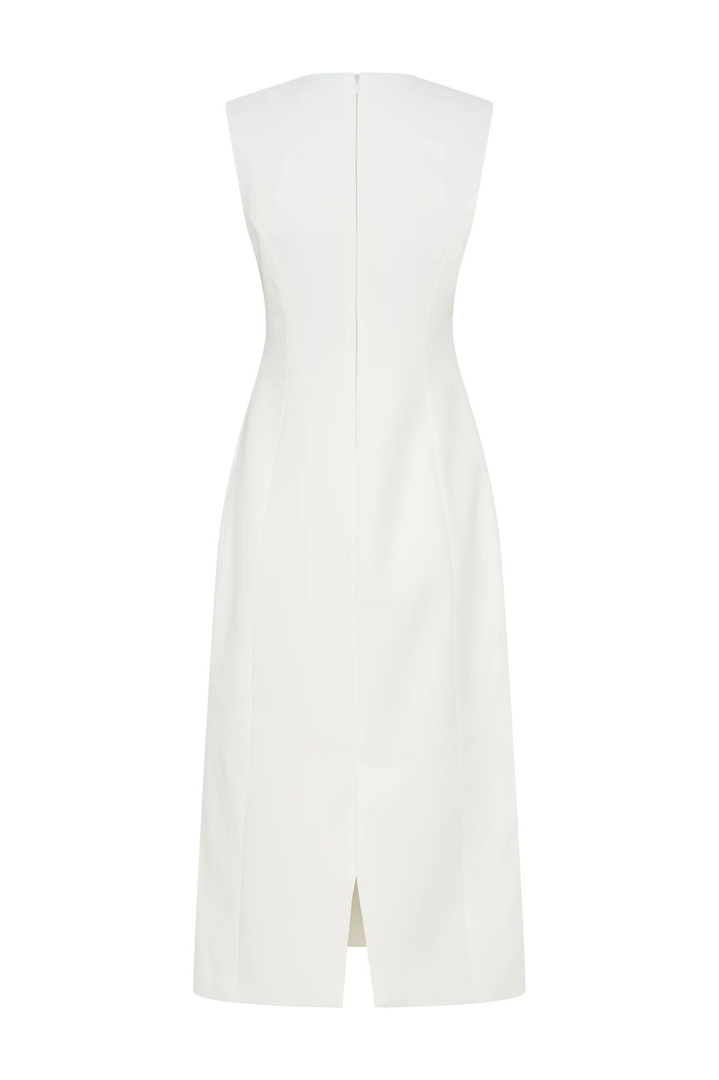Audrine Suiting Sleeveless Midi Dress Ivory