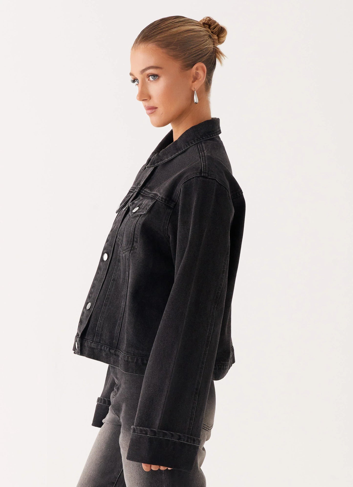 Back Again Oversized Denim Jacket Charcoal Wash