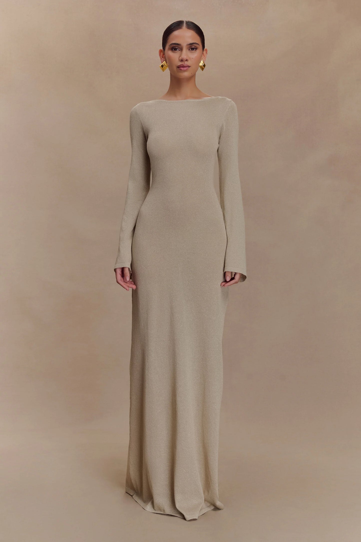 Atticus Knit Maxi Dress With Sequin Gold