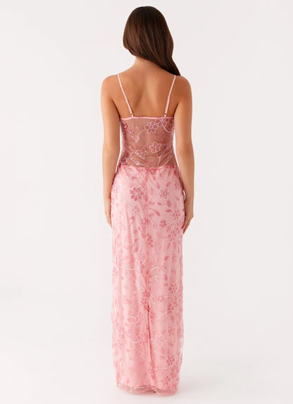 Akira Beaded Maxi Dress Pink Orange
