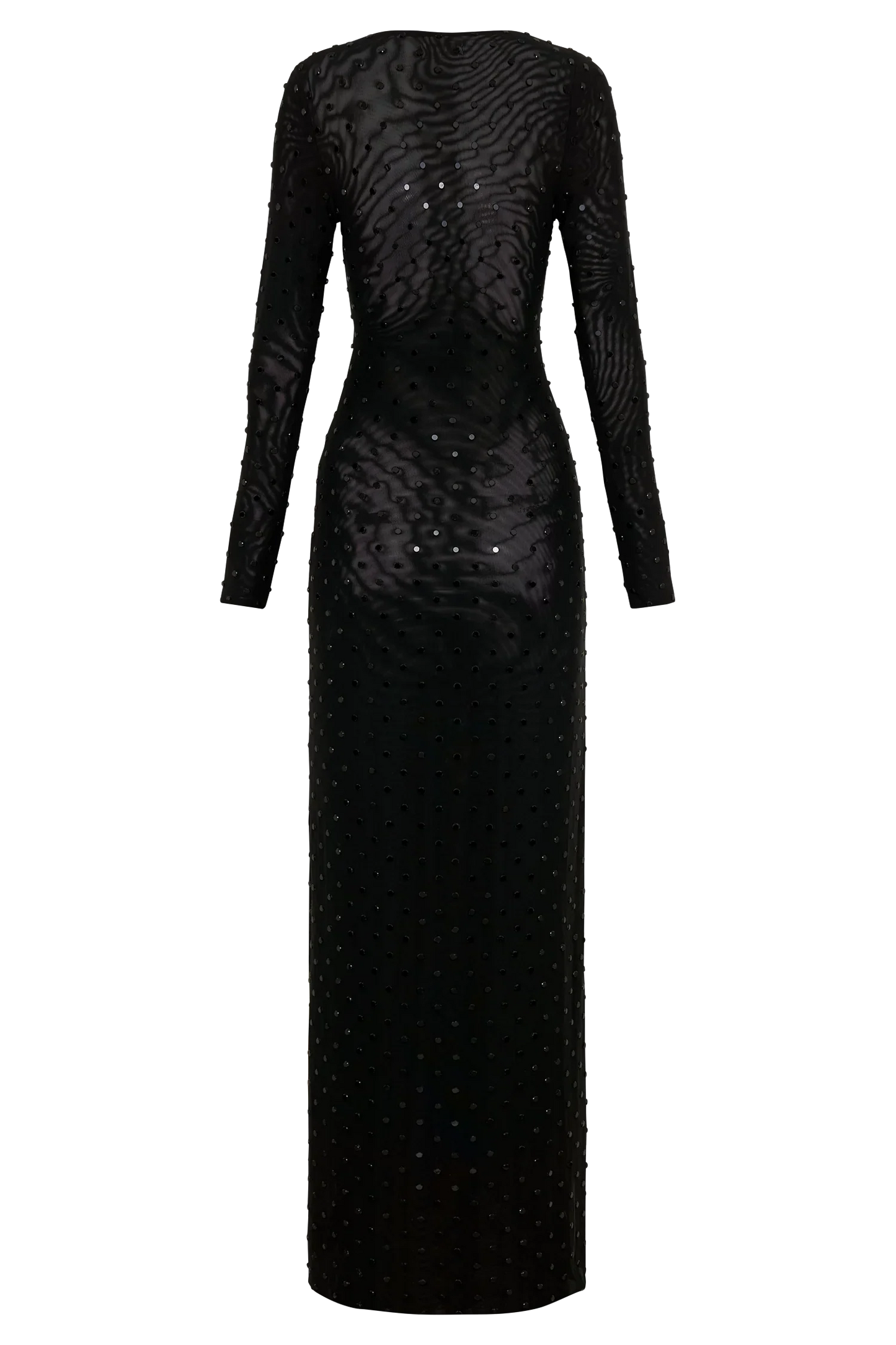 Acadia Diamante Long Sleeve Maxi Dress Black