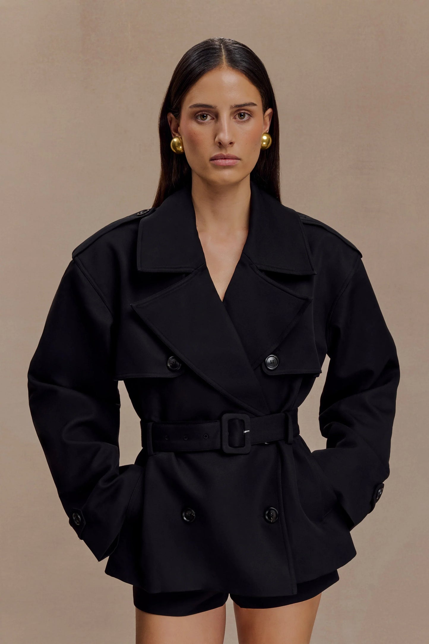 Alden Short Trench Jacket Black