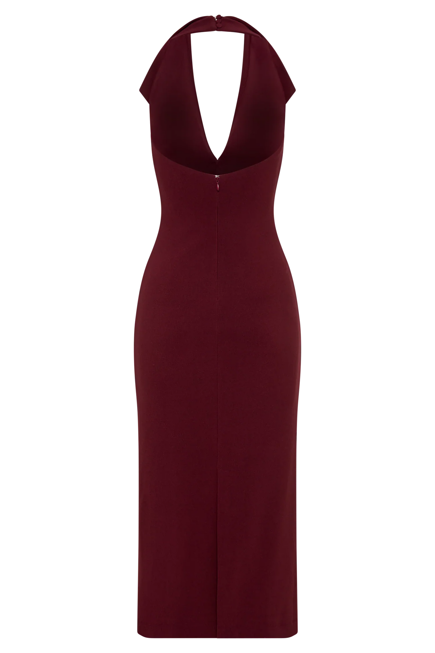 Annita Crepe Halter Midi Dress Merlot