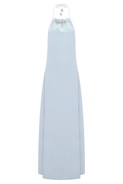 Abeda Cotton Maxi Dress With Hardware Pale Blue