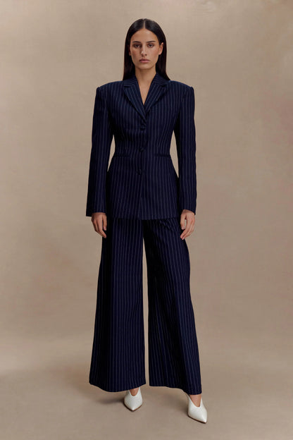 Bellamy Cinched Blazer Navy Pinstripe