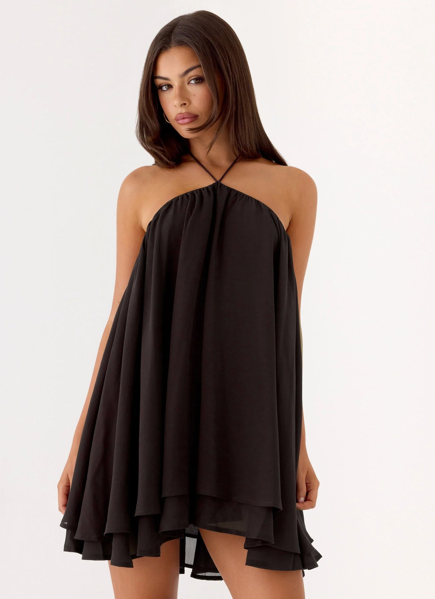 Alicelle Halter Mini Dress - Chocolate