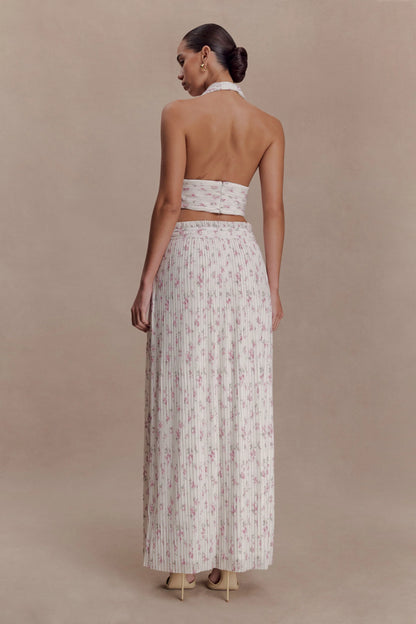 Amaris Gathered Plisse Maxi Skirt Floral Ditsy Print