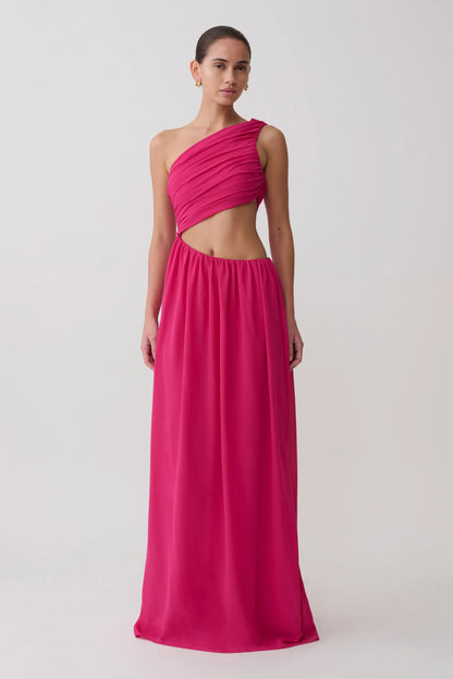 Aria Chiffon Cut Out Maxi Dress Fuchsia